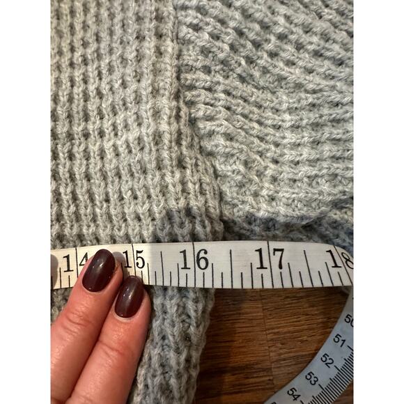 IRO Women's Chelane Leather Trim Waffle Knit Full Zip Sweater Gray/Black Size 36 - Picture 7 of 9